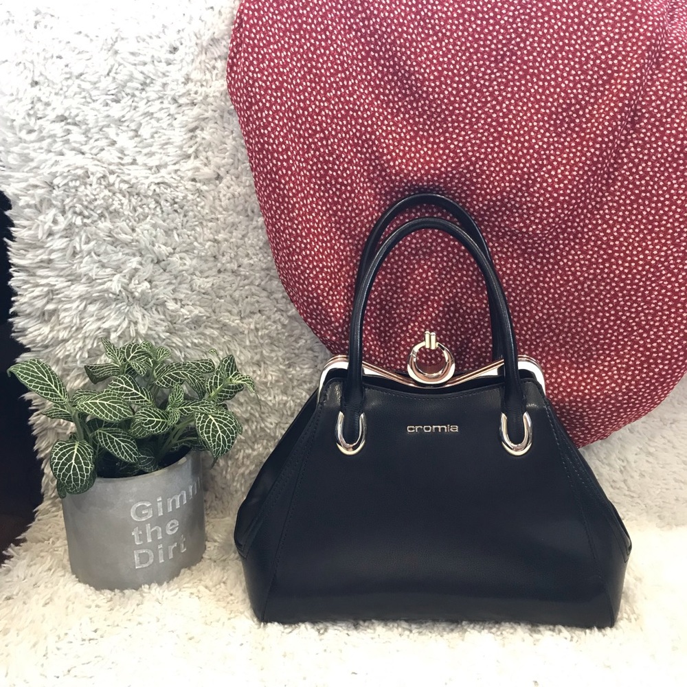 Cromia | Authentic Black Italian Leather Handbag - Picture 3 of 8